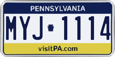 PA license plate MYJ1114