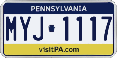 PA license plate MYJ1117