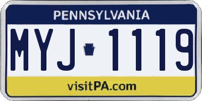 PA license plate MYJ1119