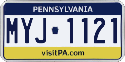 PA license plate MYJ1121