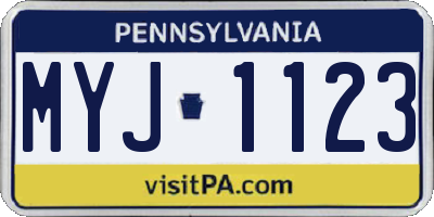 PA license plate MYJ1123