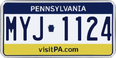 PA license plate MYJ1124