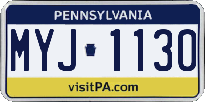 PA license plate MYJ1130