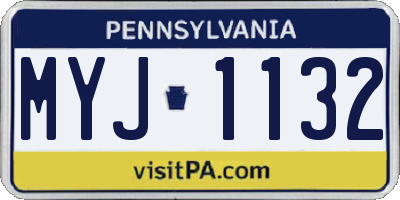 PA license plate MYJ1132