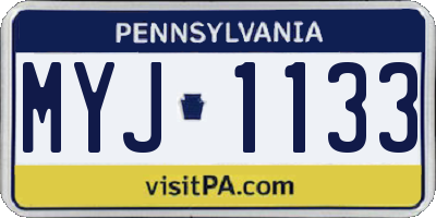 PA license plate MYJ1133