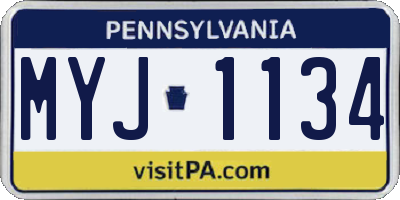 PA license plate MYJ1134