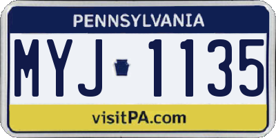 PA license plate MYJ1135