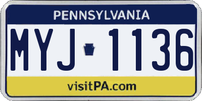 PA license plate MYJ1136