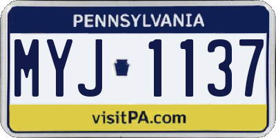 PA license plate MYJ1137