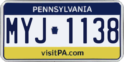 PA license plate MYJ1138