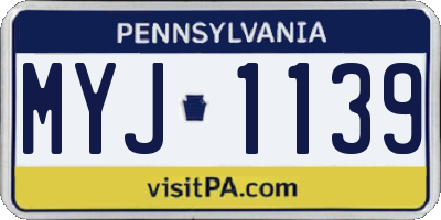 PA license plate MYJ1139