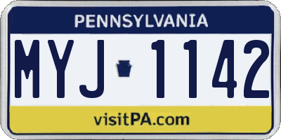 PA license plate MYJ1142