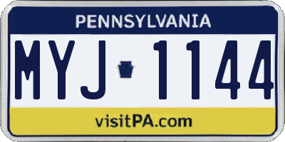 PA license plate MYJ1144