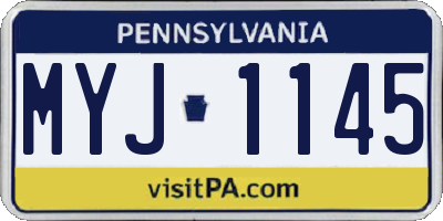 PA license plate MYJ1145