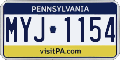 PA license plate MYJ1154