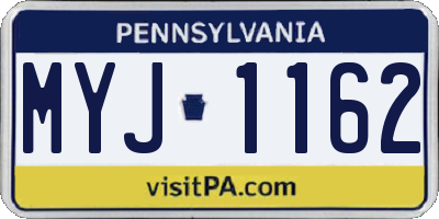 PA license plate MYJ1162