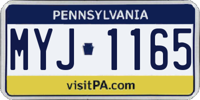 PA license plate MYJ1165