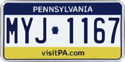 PA license plate MYJ1167