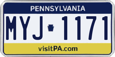 PA license plate MYJ1171