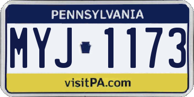 PA license plate MYJ1173