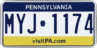PA license plate MYJ1174