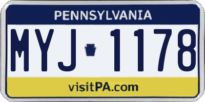 PA license plate MYJ1178