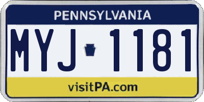 PA license plate MYJ1181