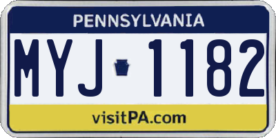 PA license plate MYJ1182