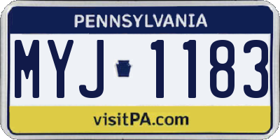 PA license plate MYJ1183