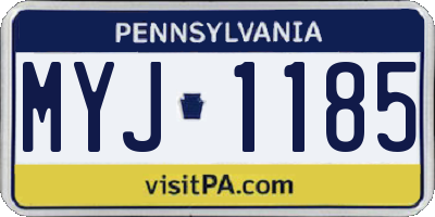 PA license plate MYJ1185