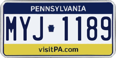PA license plate MYJ1189