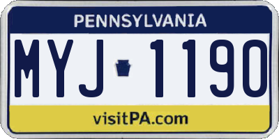 PA license plate MYJ1190