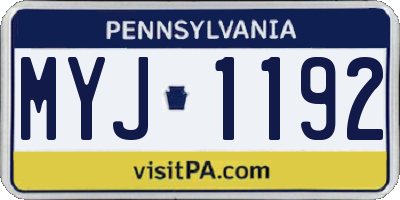 PA license plate MYJ1192