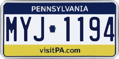 PA license plate MYJ1194