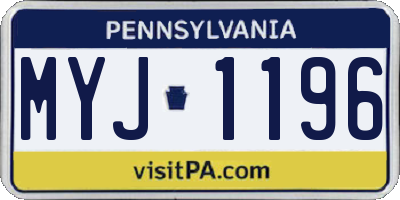 PA license plate MYJ1196