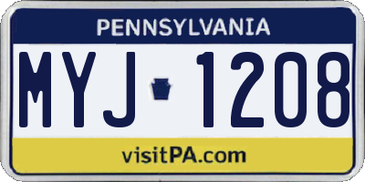 PA license plate MYJ1208