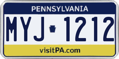 PA license plate MYJ1212