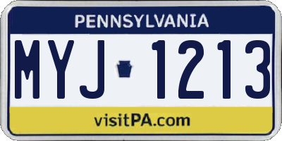 PA license plate MYJ1213
