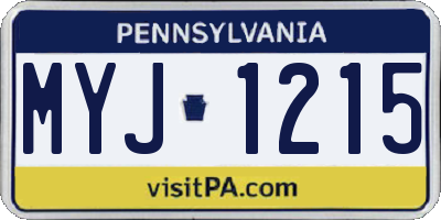 PA license plate MYJ1215