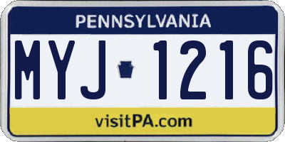 PA license plate MYJ1216