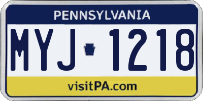 PA license plate MYJ1218