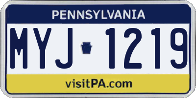 PA license plate MYJ1219