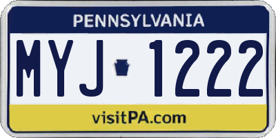PA license plate MYJ1222