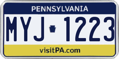 PA license plate MYJ1223