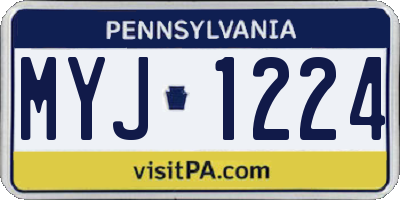 PA license plate MYJ1224