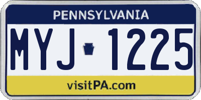 PA license plate MYJ1225