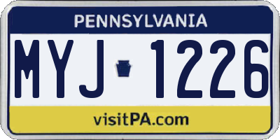PA license plate MYJ1226
