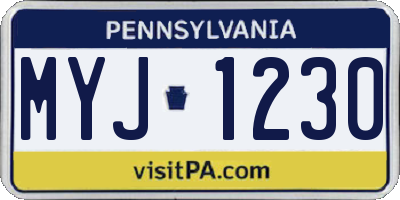 PA license plate MYJ1230
