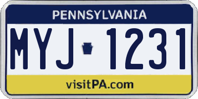 PA license plate MYJ1231