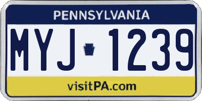 PA license plate MYJ1239